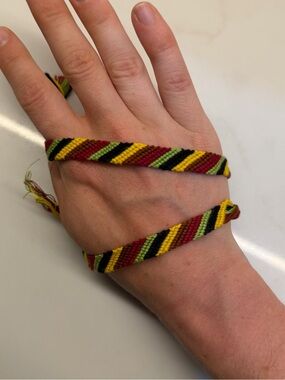 Handmade Woven Friendship Bracelet - Yellow, Red, Green, Black